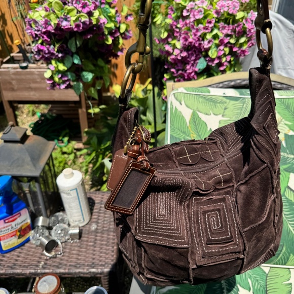 SALE - Vintage Ltd Edition Coach Suede Leather Mosaic Patchwork Duffle 10409 - Picture 1 of 13